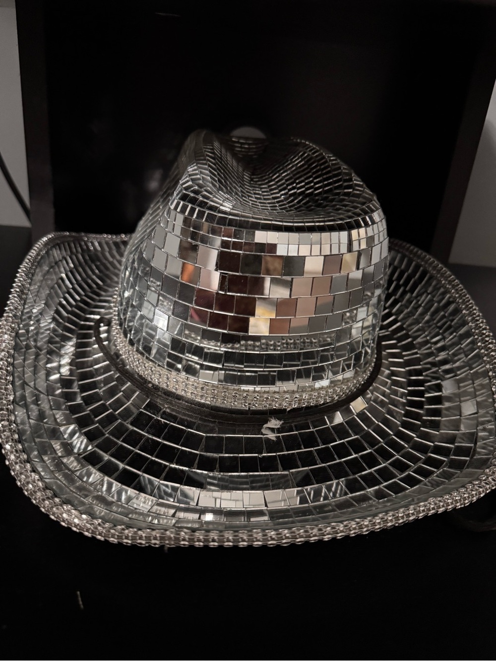 Silver Mirrored Disco Cowboy Hat - Men Accessories